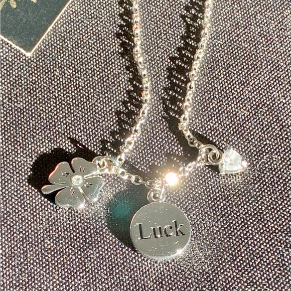 🍀Lucky 3 Charm “Clover/Luck/CZ” Genuine CZ and Crystal Necklace by Cookie Lee - Picture 4 of 10